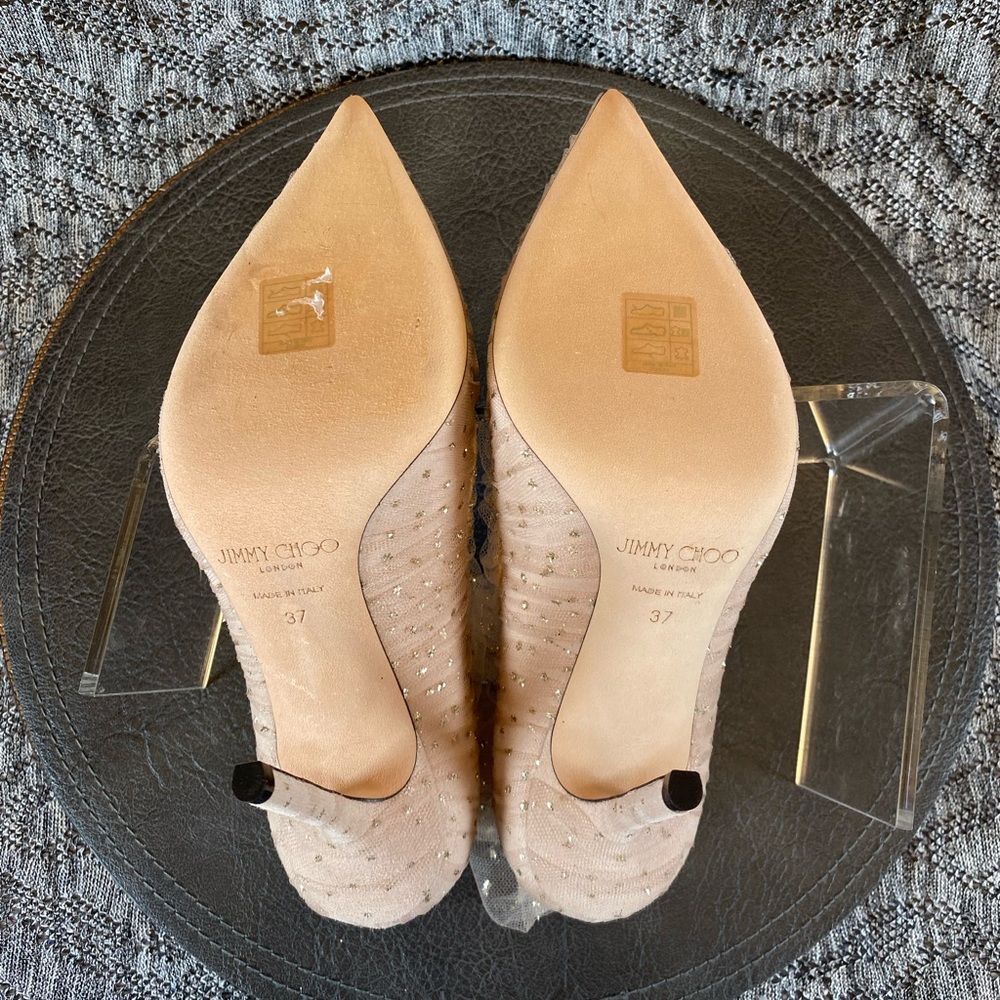 Jimmy Choo Lavish 100 Heels New 37 glitter tulle - Picture 10 of 14